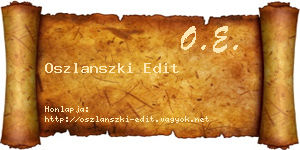 Oszlanszki Edit névjegykártya